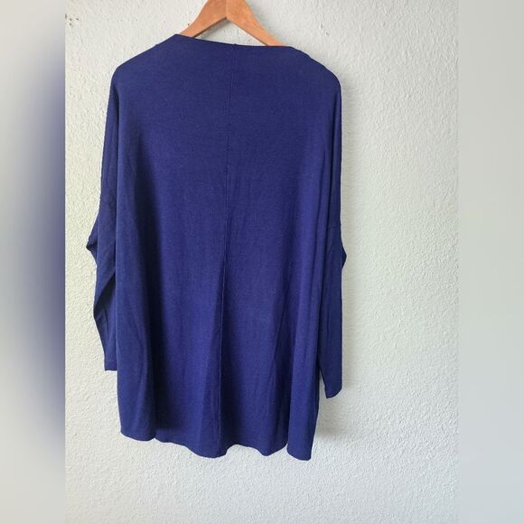 Bryn Walker Blue Dolman Sleeve 3/4 Tunic Oversized - Picture 2 of 9
